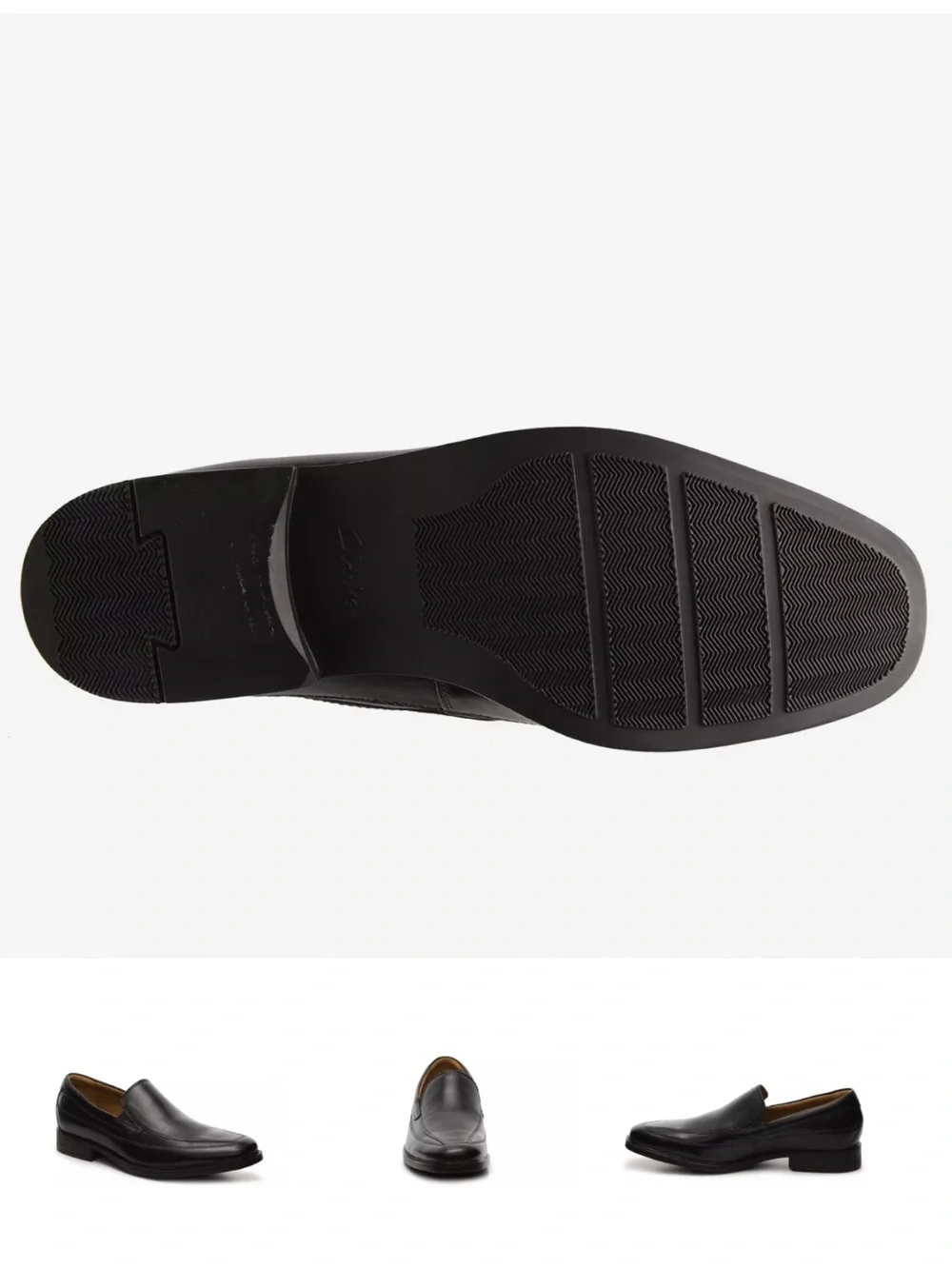 Clarks Black Leather Slip-On Loafer